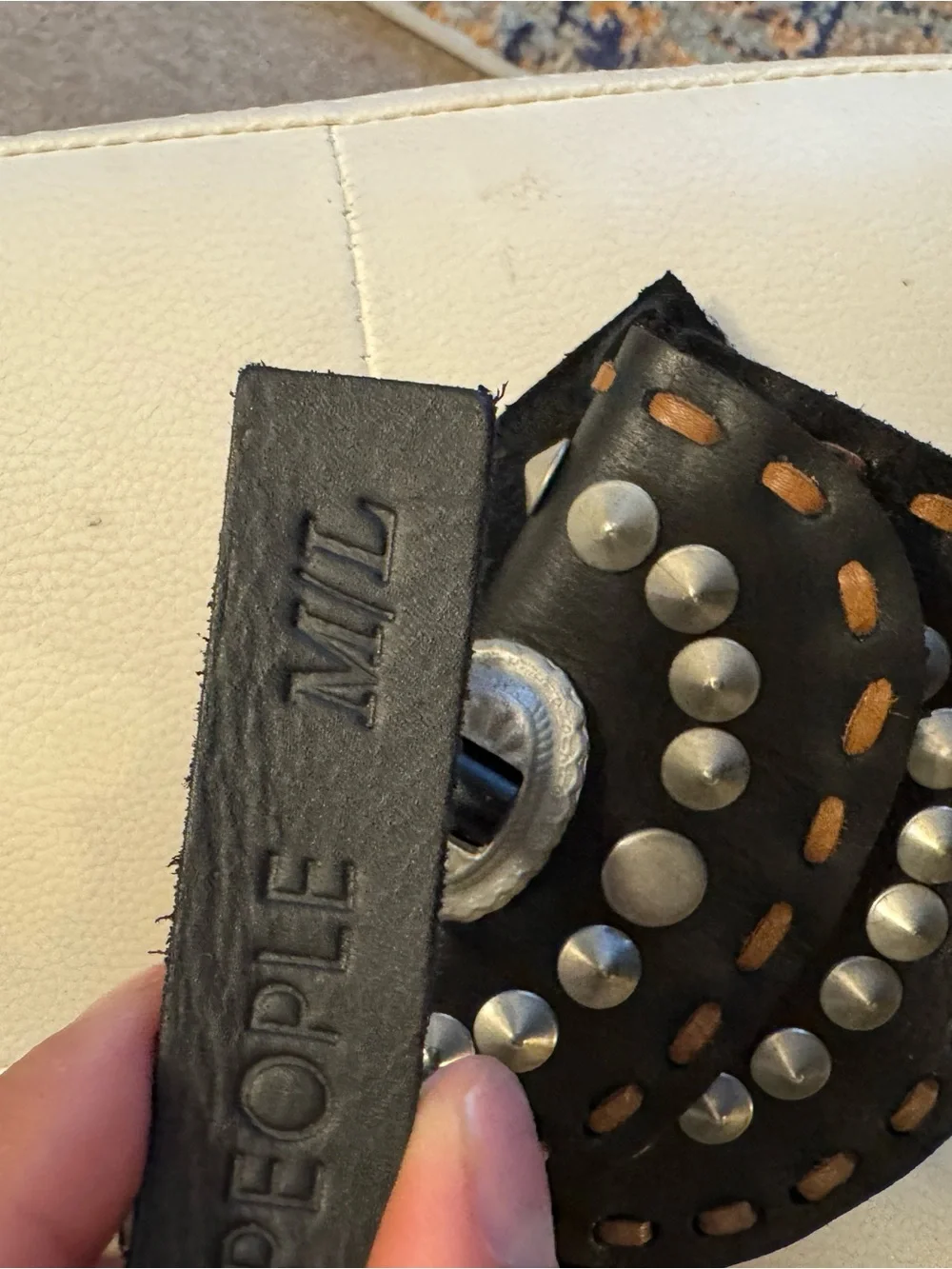 Free People Black Double Studded Leather Belt Bag